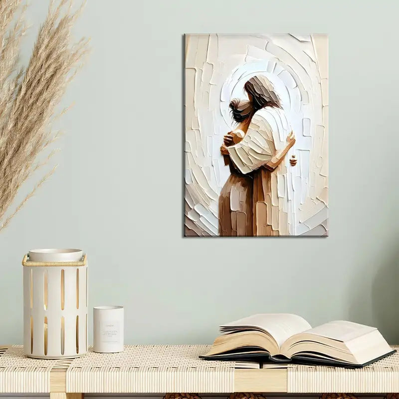 Jesus Embracing Woman – Safe in His Arms Canvas Wall Art