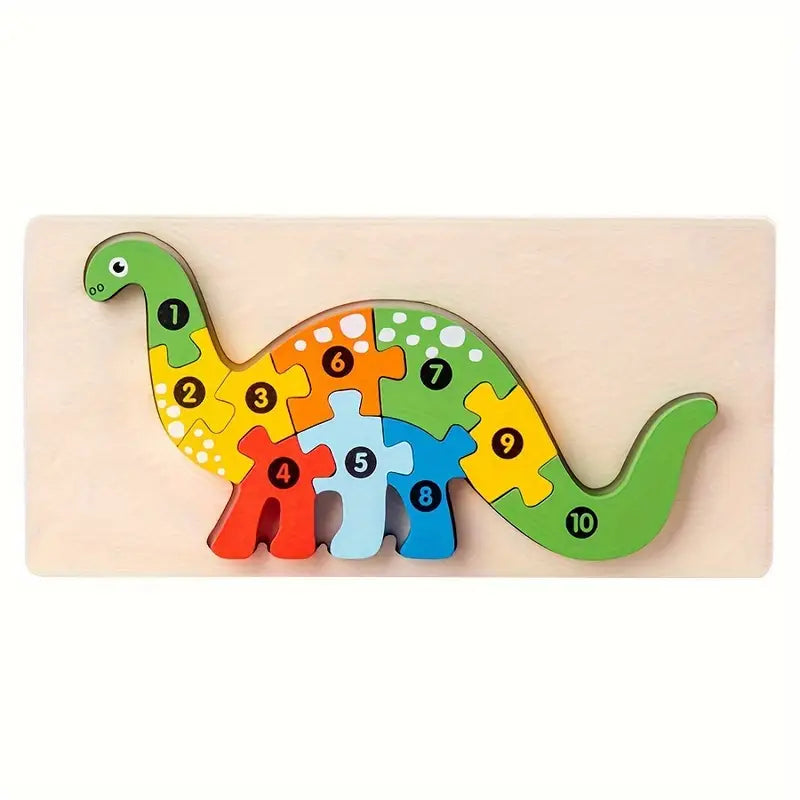 Wooden Animal Puzzles for Kids – 3D Dinosaur Educational Toy for 3-Year-Olds | Montessori Learning Toy