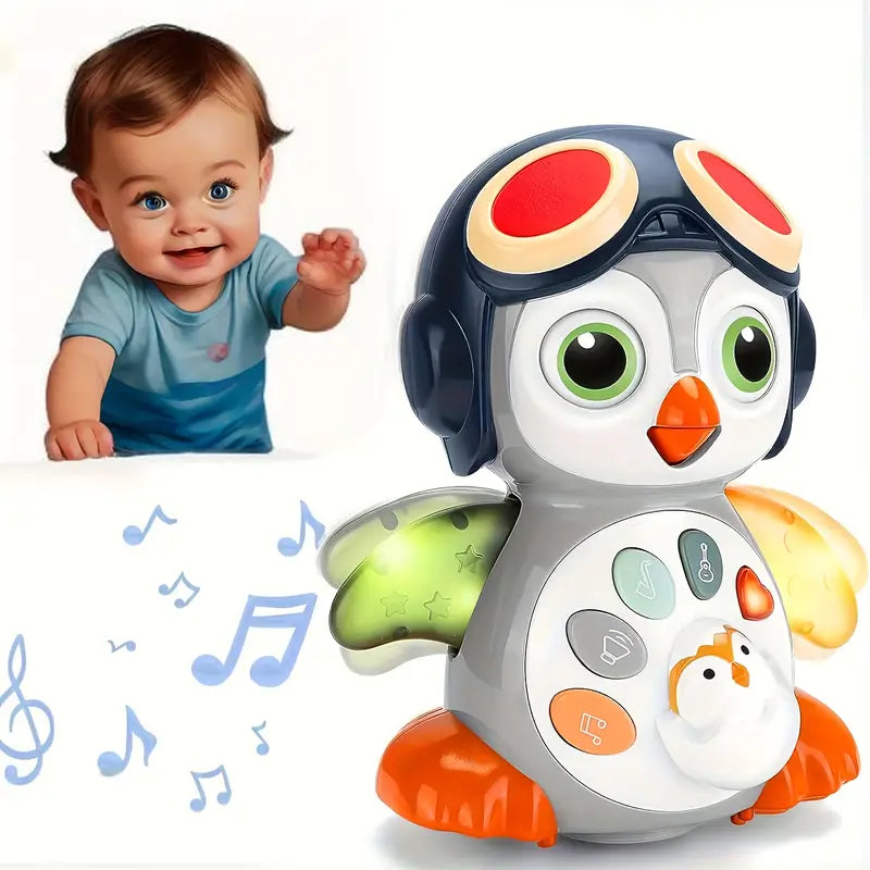 Crawling Penguin Baby Musical Toy – Light-Up Tummy Time Toy with Music & Movement | Dancing Toy for 6+ Months | Easter Basket Stuffer for Babies