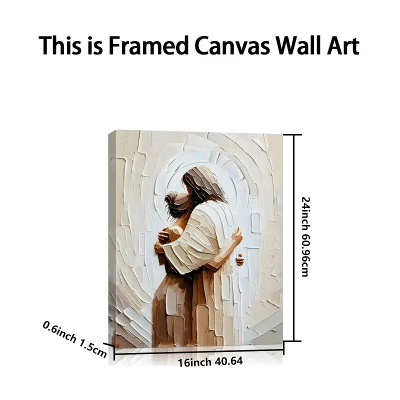 Jesus Embracing Woman – Safe in His Arms Canvas Wall Art