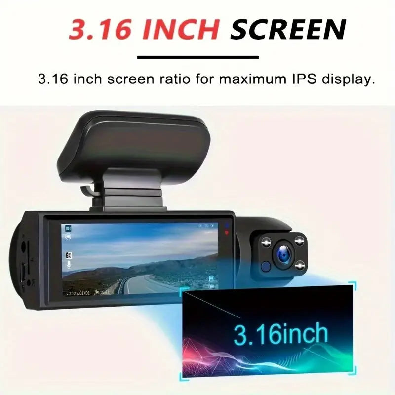 YISENCE 1080P Dual Dash Cam with Night Vision & 32GB Card