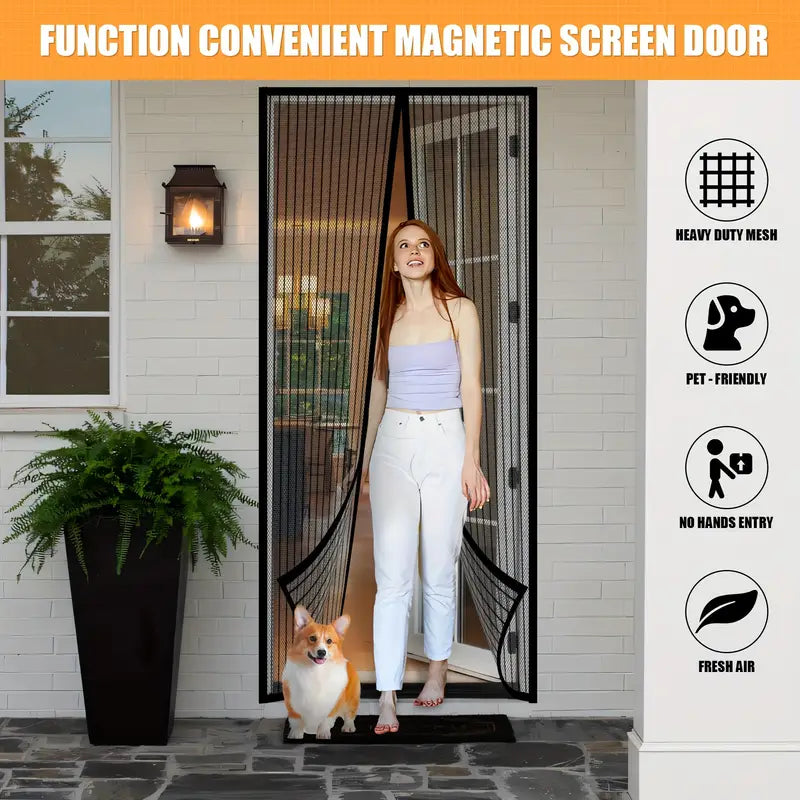 Self-Sealing Magnetic Screen Door – Hands-Free & Durable