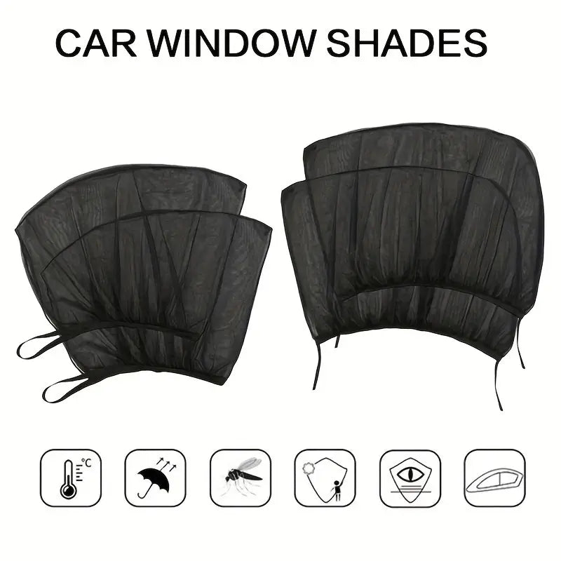 4Pcs Car Window Shades Set – Front & Rear UV Sun Protection