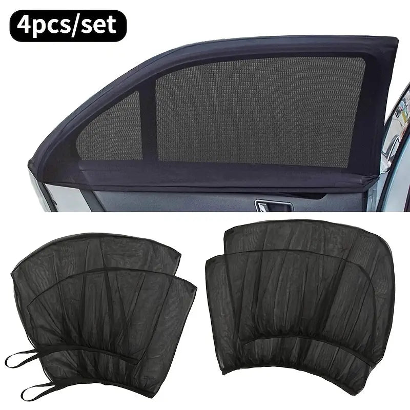 4Pcs Car Window Shades Set – Front & Rear UV Sun Protection