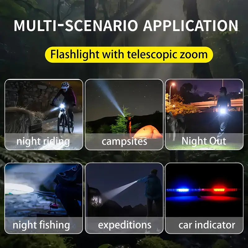 2-Pack Rechargeable LED Flashlights with COB & Zoom