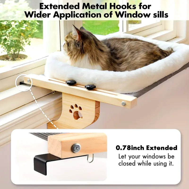 Adjustable Cat Window Hammock Bed with Soft Fleece Pad