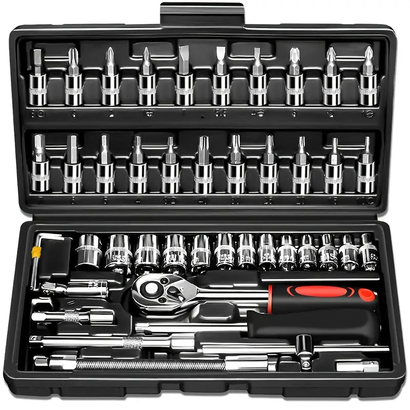 46pcs Ratchet Tool Kit with Wrenches & Sockets Set