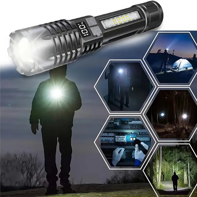 2-Pack Rechargeable LED Flashlights with COB & Zoom