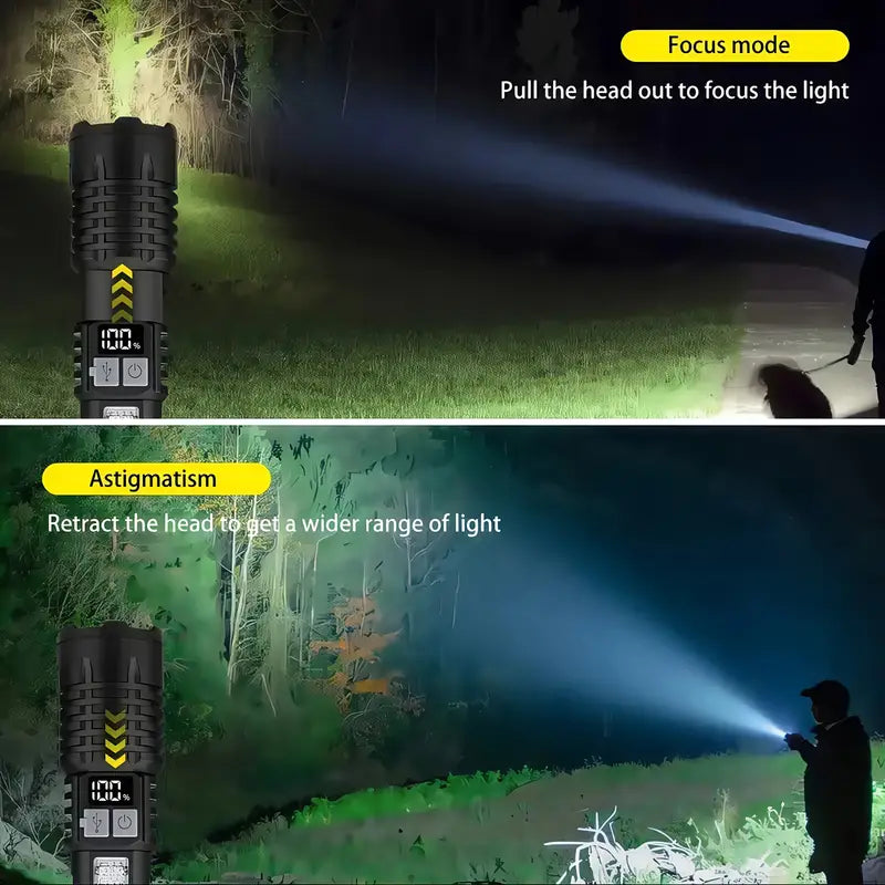2-Pack Rechargeable LED Flashlights with COB & Zoom