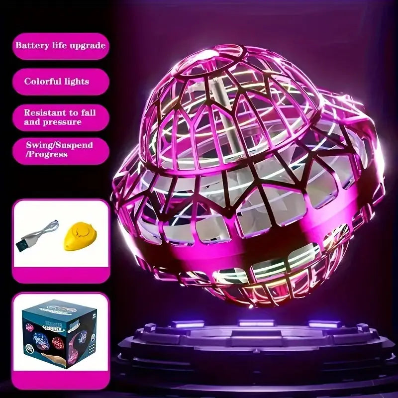2025 Flying UFO Ball Toy – Hand-Controlled Hover Drone with LED Lights