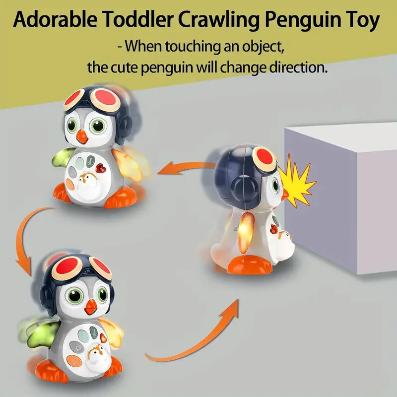 Crawling Penguin Baby Musical Toy – Light-Up Tummy Time Toy with Music & Movement | Dancing Toy for 6+ Months | Easter Basket Stuffer for Babies