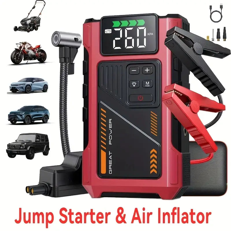 3500A Wireless Car Jump Starter & Air Compressor - Portable