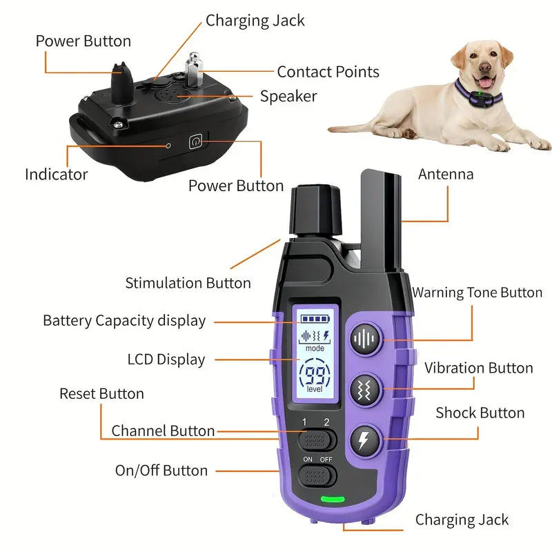 3300Ft Remote Dog Training Collar – Shock, Vibrate, Beep