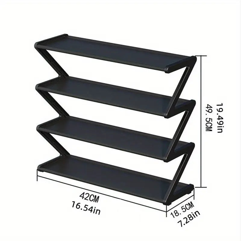 4-Tier Z-Shaped Shoe Rack – Stackable, Tool-Free Organizer