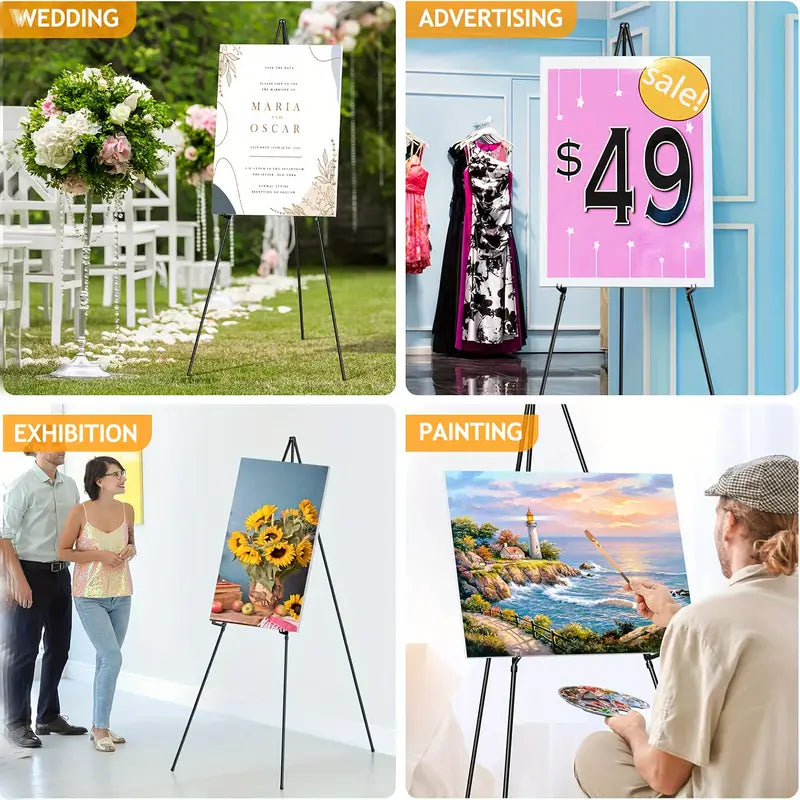Portable Folding Art Display Easel Stand – 63" Adjustable Metal Tripod