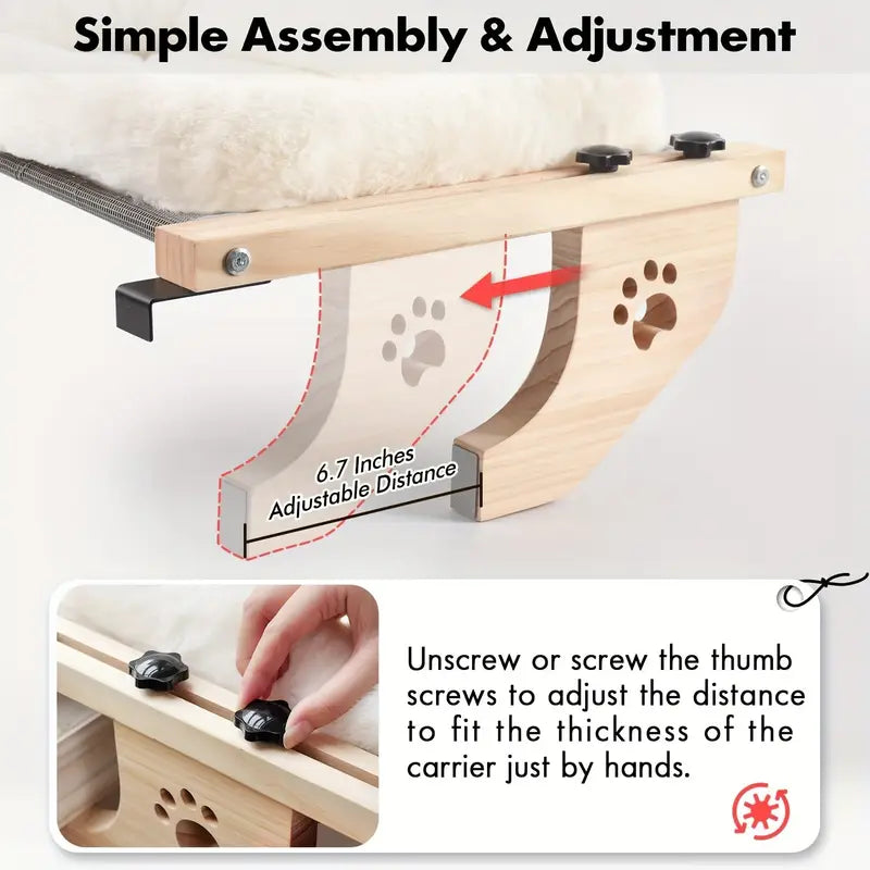 Adjustable Cat Window Hammock Bed with Soft Fleece Pad
