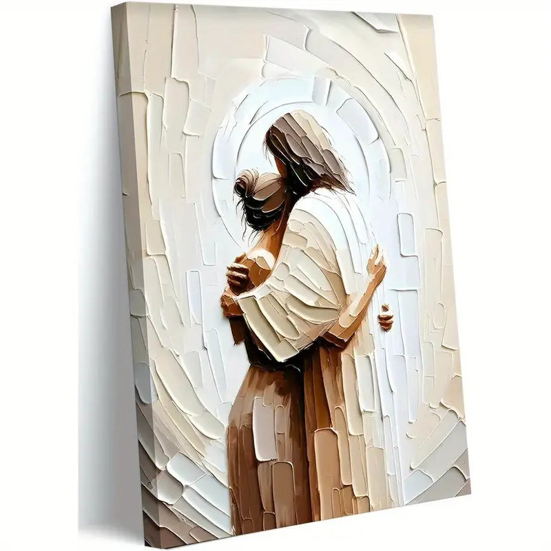 Jesus Embracing Woman – Safe in His Arms Canvas Wall Art
