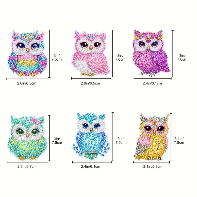 6pcs Diamond Painting Kit Hooks – Wall-Mounted Acrylic Owl Design