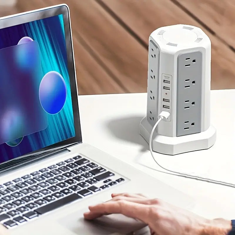 16-Outlet Power Strip Tower with USB & USB-C Ports