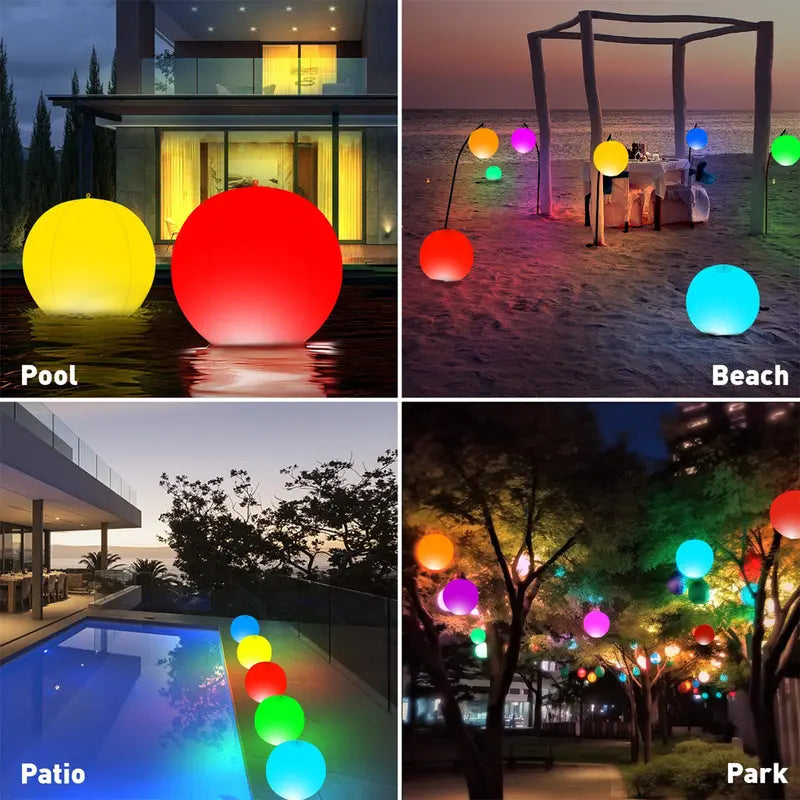16-Color Remote Control LED Inflatable Glow Ball – 16 Inch Party Beach & Pool Light