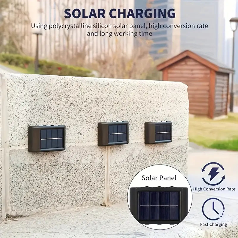 4 Pack Solar Wall Lights with 6 LEDs – Waterproof & Durable