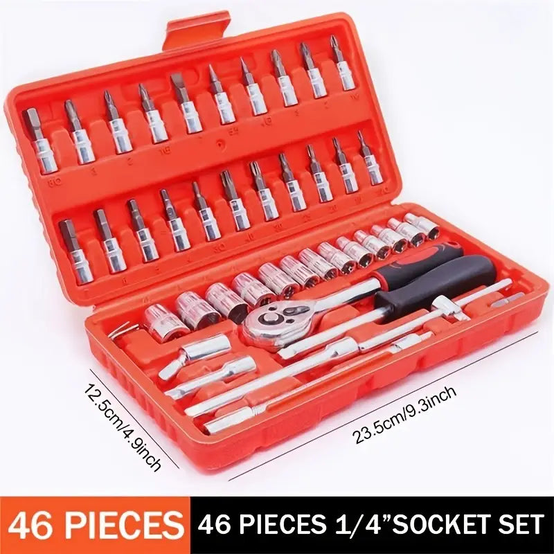 46pcs Ratchet Tool Kit with Wrenches & Sockets Set