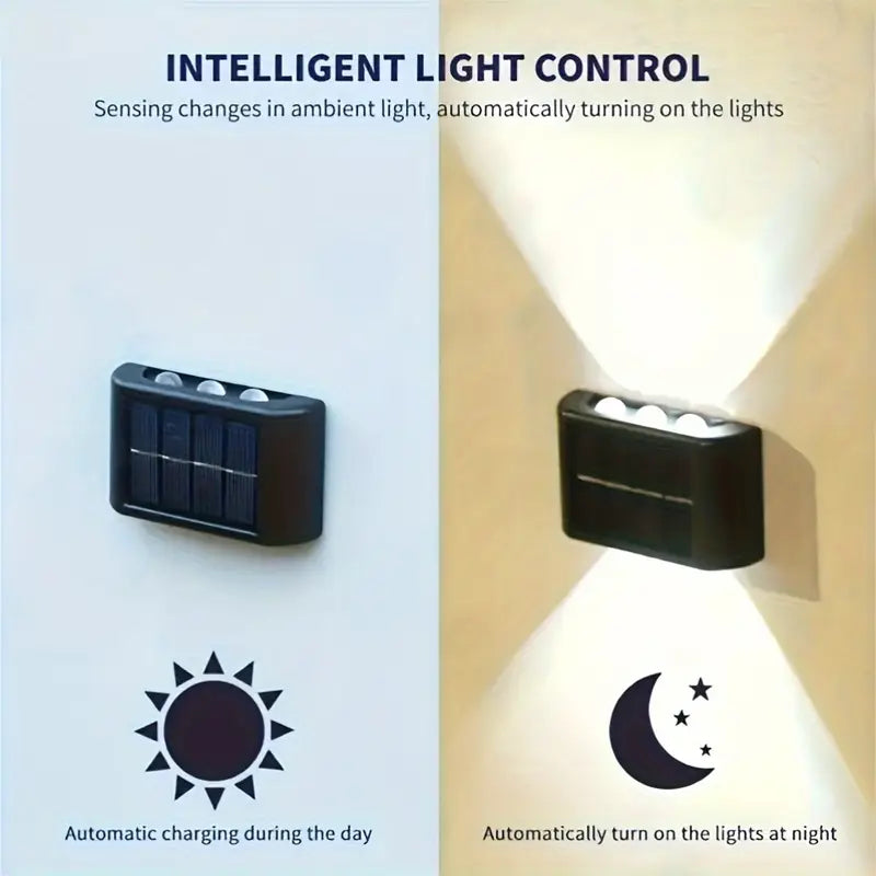 4 Pack Solar Wall Lights with 6 LEDs – Waterproof & Durable