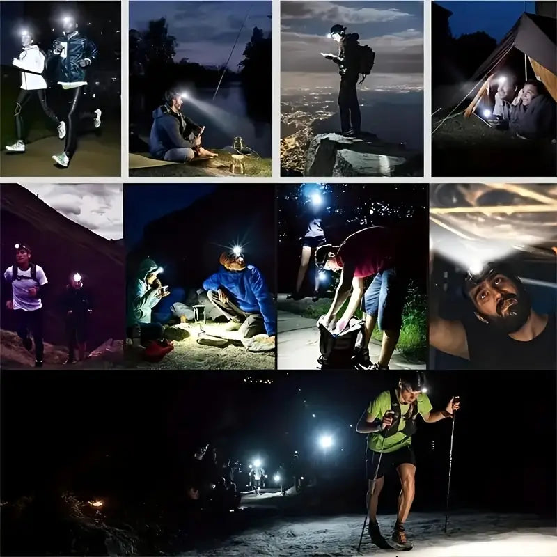 2-Pack 5-LED USB Headlamps – 4 Modes, Rechargeable
