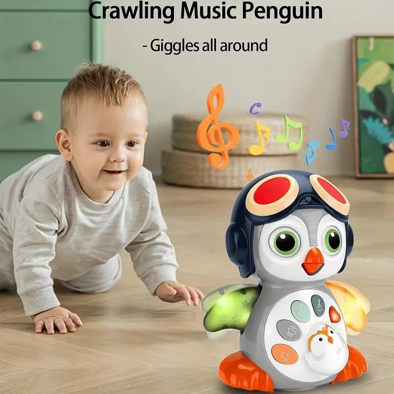 Crawling Penguin Baby Musical Toy – Light-Up Tummy Time Toy with Music & Movement | Dancing Toy for 6+ Months | Easter Basket Stuffer for Babies