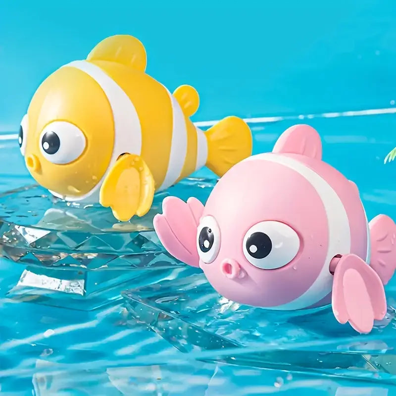 Set of 3 Wind-Up Clown Fish Bath Toys – Battery-Free Pool & Tub Fun