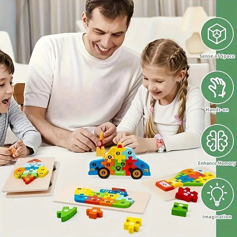 Wooden Animal Puzzles for Kids – 3D Dinosaur Educational Toy for 3-Year-Olds | Montessori Learning Toy