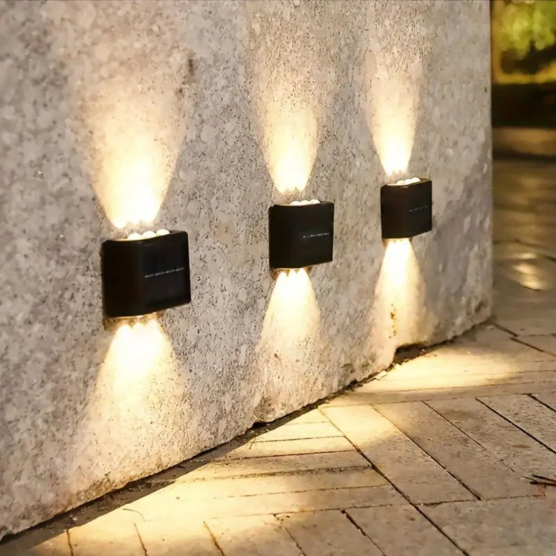4 Pack Solar Wall Lights with 6 LEDs – Waterproof & Durable