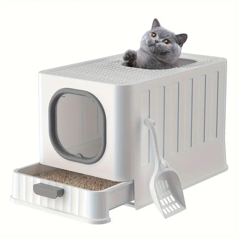 Odorless Enclosed Cat Litter Box with Lid & Scoop Set