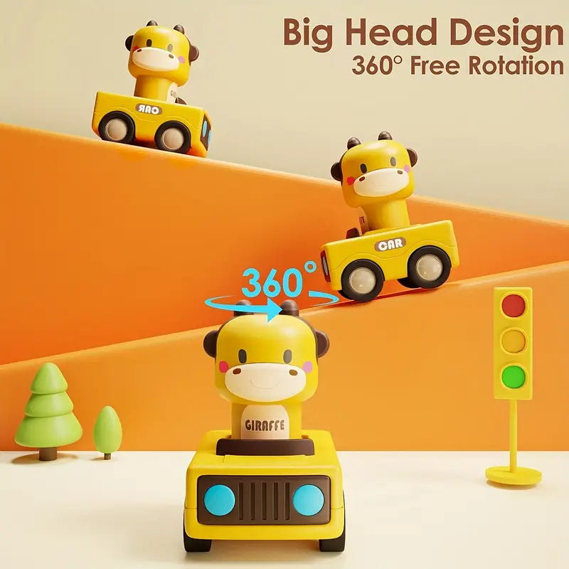 4 Sets of Push-to-Go Inertia Animal Cars – Baby Toy Cars for Ages 1-3 | Fun Hand-Eye Coordination Toys for Boys & Girls | Ideal Birthday & Easter Gifts
