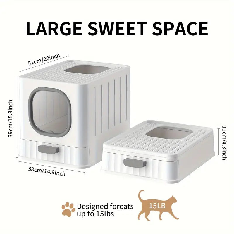 Odorless Enclosed Cat Litter Box with Lid & Scoop Set