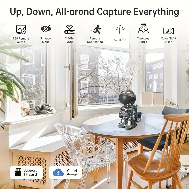 3MP HD Smart Robot Camera with 360° Night Vision & Audio
