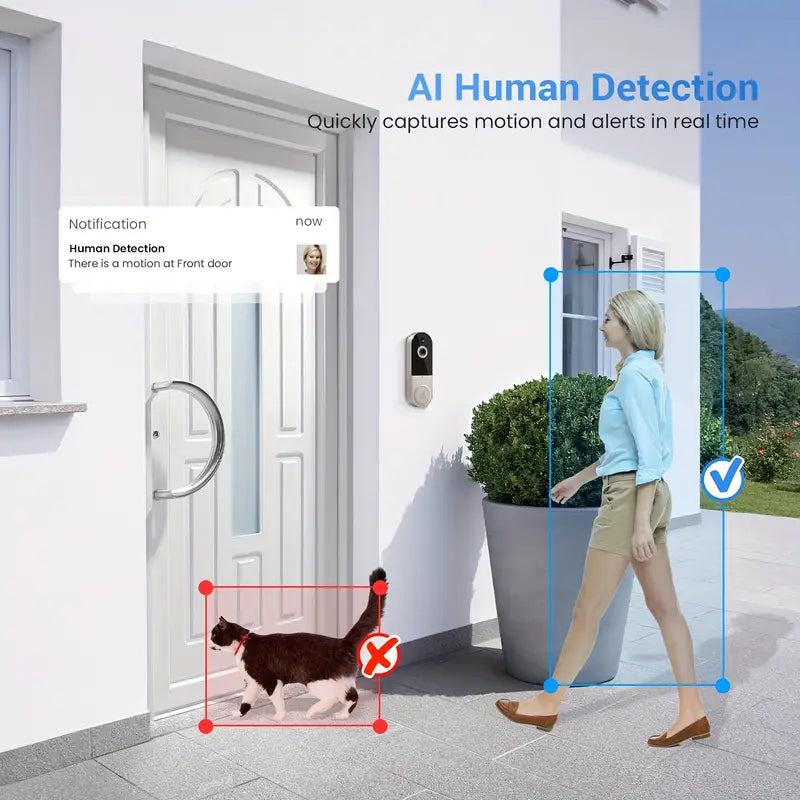 1080P HD Smart Video Doorbell with AI & Night Vision