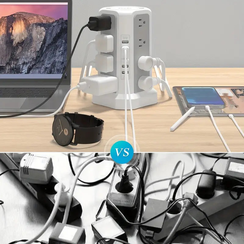 16-Outlet Power Strip Tower with USB & USB-C Ports
