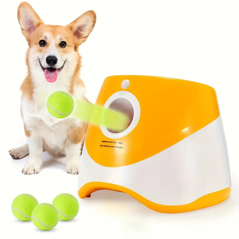Automatic Dog Ball Launcher Toy with 3 Mini Balls & USB
