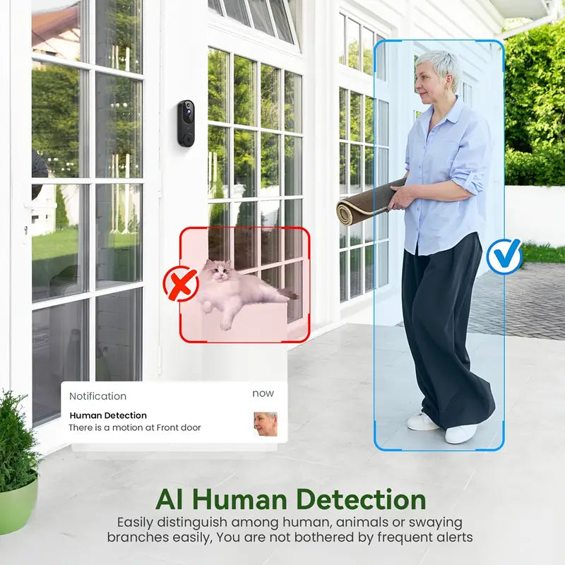 1080P Smart Wireless Video Doorbell with AI Night Vision