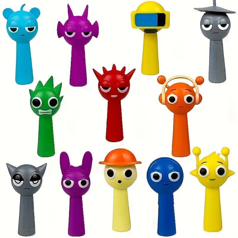 12pcs Cute Cartoon Mini Figures Set – Fun Desk Decor & Party Gift Toys