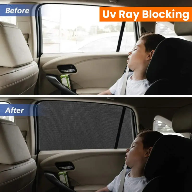 4Pcs Car Window Shades Set – Front & Rear UV Sun Protection