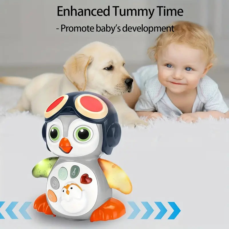 Crawling Penguin Baby Musical Toy – Light-Up Tummy Time Toy with Music & Movement | Dancing Toy for 6+ Months | Easter Basket Stuffer for Babies