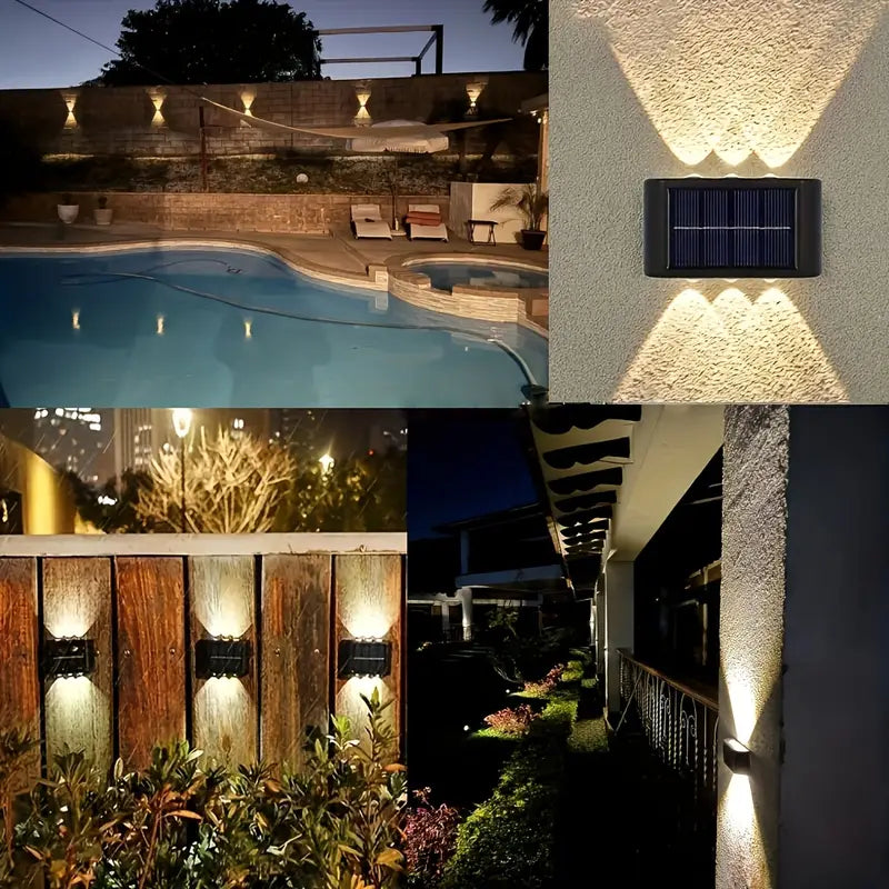 4 Pack Solar Wall Lights with 6 LEDs – Waterproof & Durable