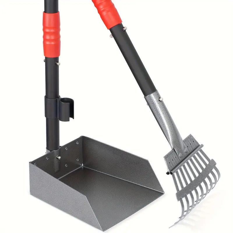 Stainless Steel Dog Pooper Scooper Set with Tray & Rake