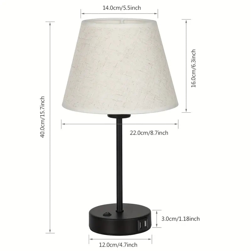 Set of 2 Modern Table Lamps with Dual USB Charging Ports