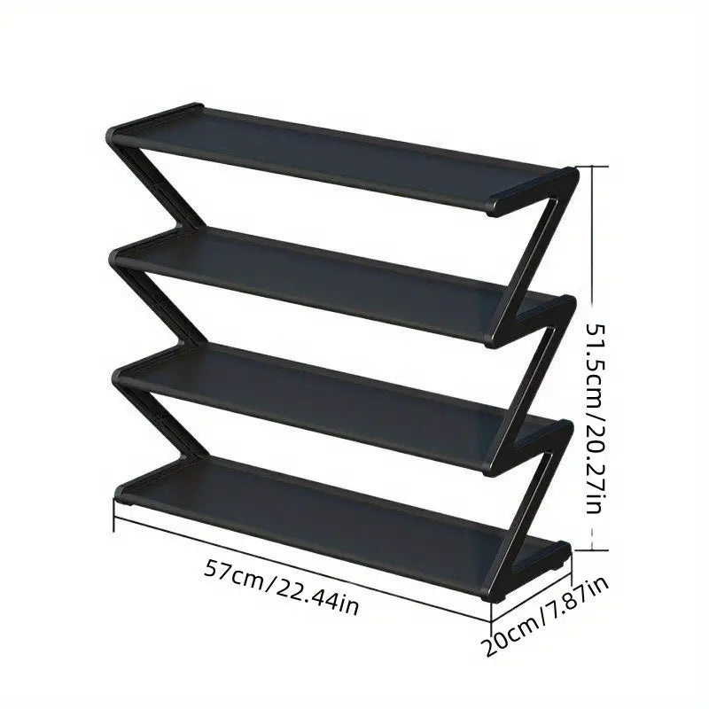 4-Tier Z-Shaped Shoe Rack – Stackable, Tool-Free Organizer
