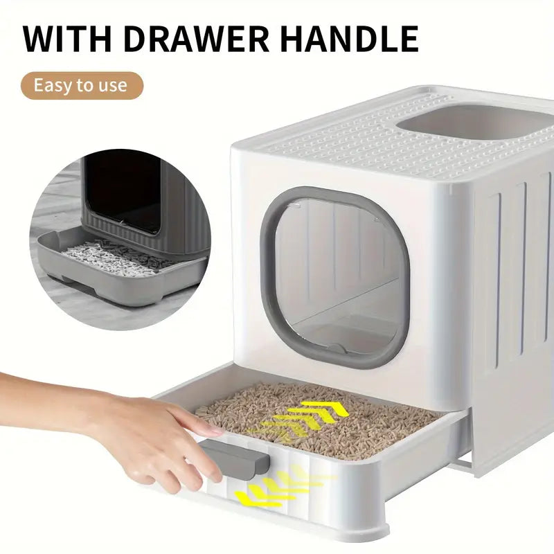 Odorless Enclosed Cat Litter Box with Lid & Scoop Set