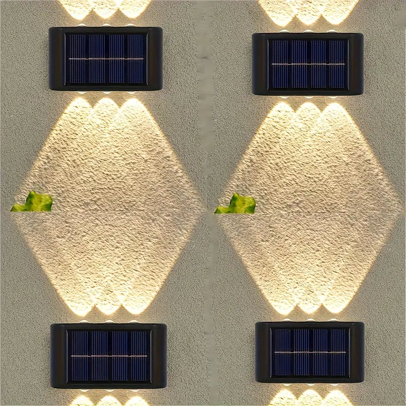 4 Pack Solar Wall Lights with 6 LEDs – Waterproof & Durable