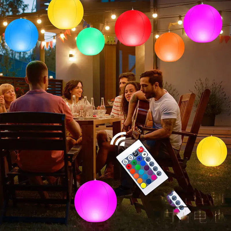 16-Color Remote Control LED Inflatable Glow Ball – 16 Inch Party Beach & Pool Light
